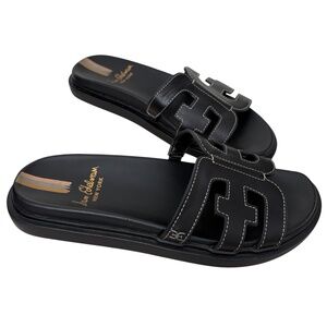 Sam Edelman Women's Valeri Slide Leather Sandal Size 6M/ 36 Black Casual Summer